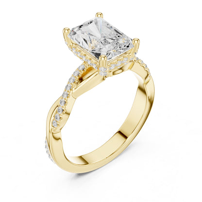 Radiant Hidden Halo Lab Grown Diamond Engagement Ring