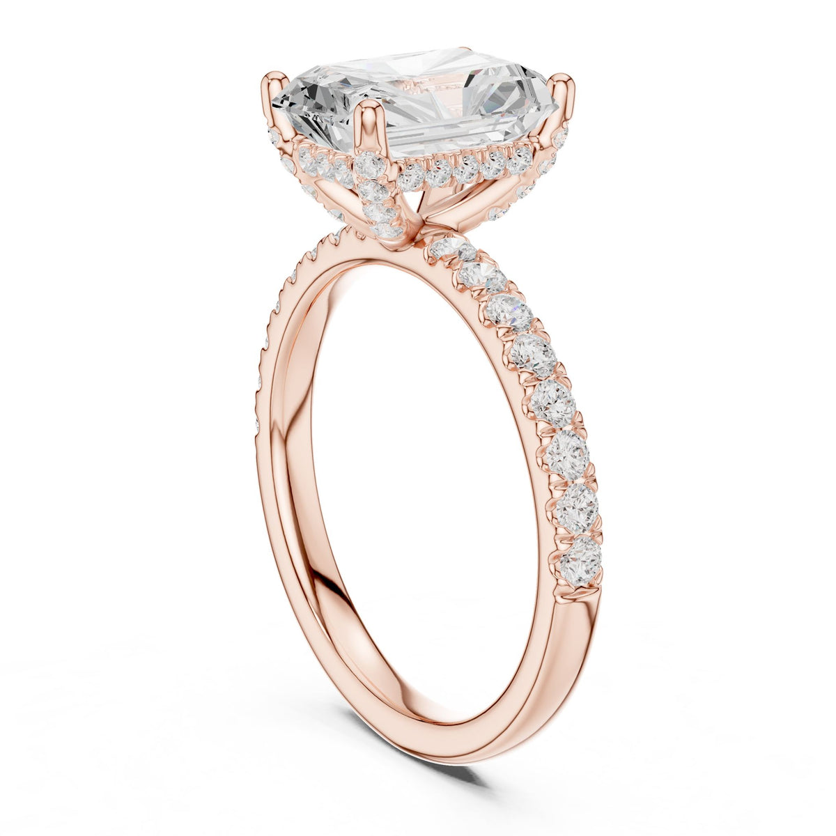 Radiant Hidden Halo Lab Grown Diamond Engagement Ring