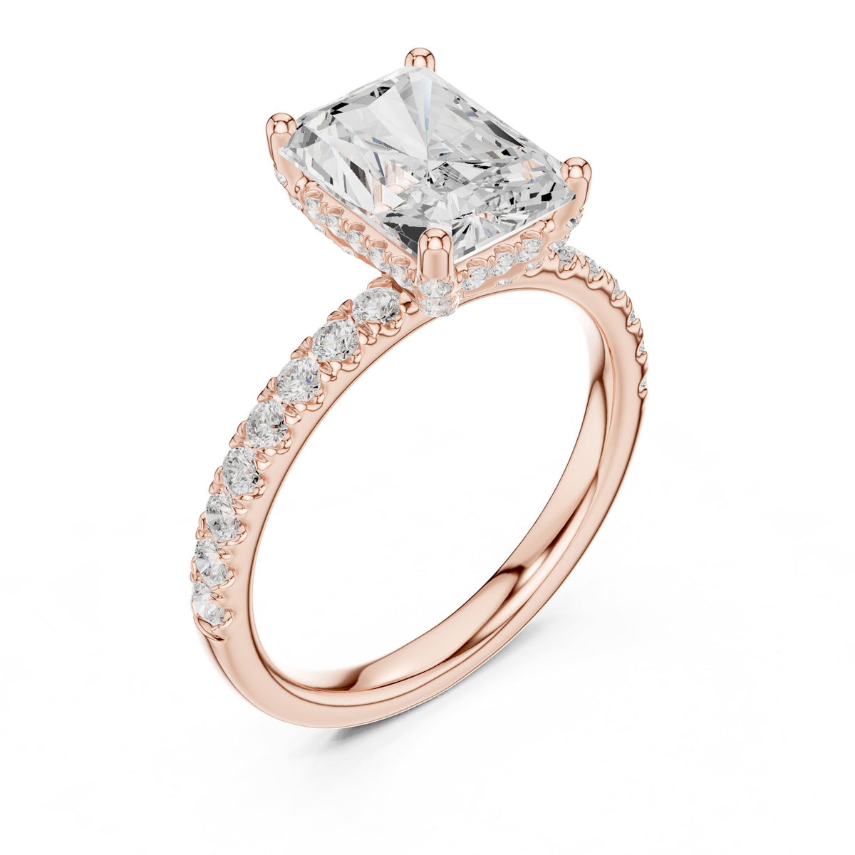 Radiant Hidden Halo Lab Grown Diamond Engagement Ring
