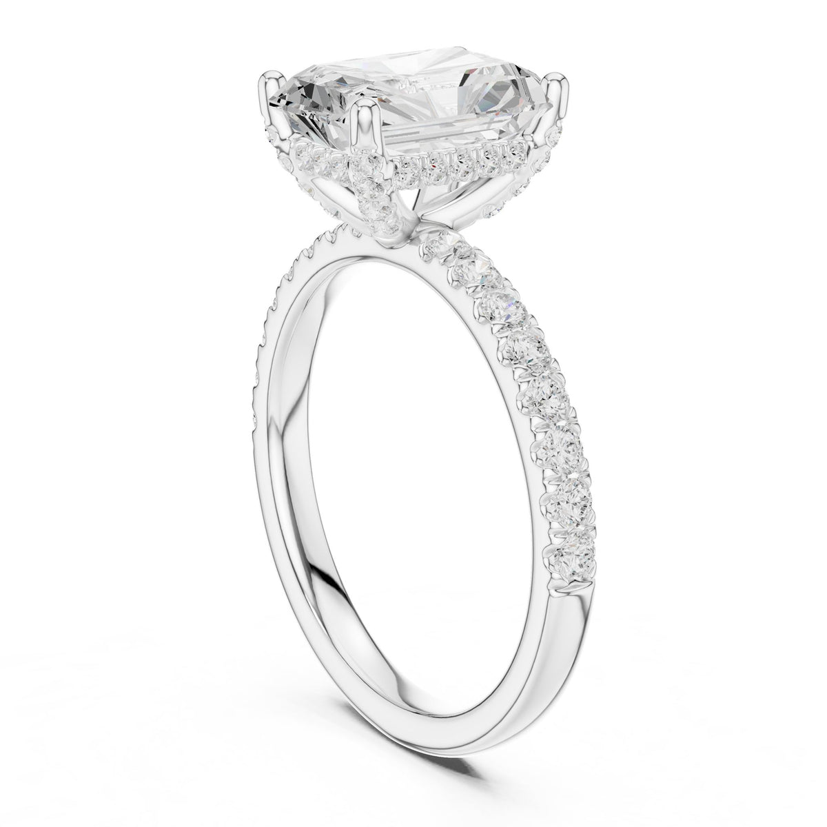 Radiant Hidden Halo Lab Grown Diamond Engagement Ring