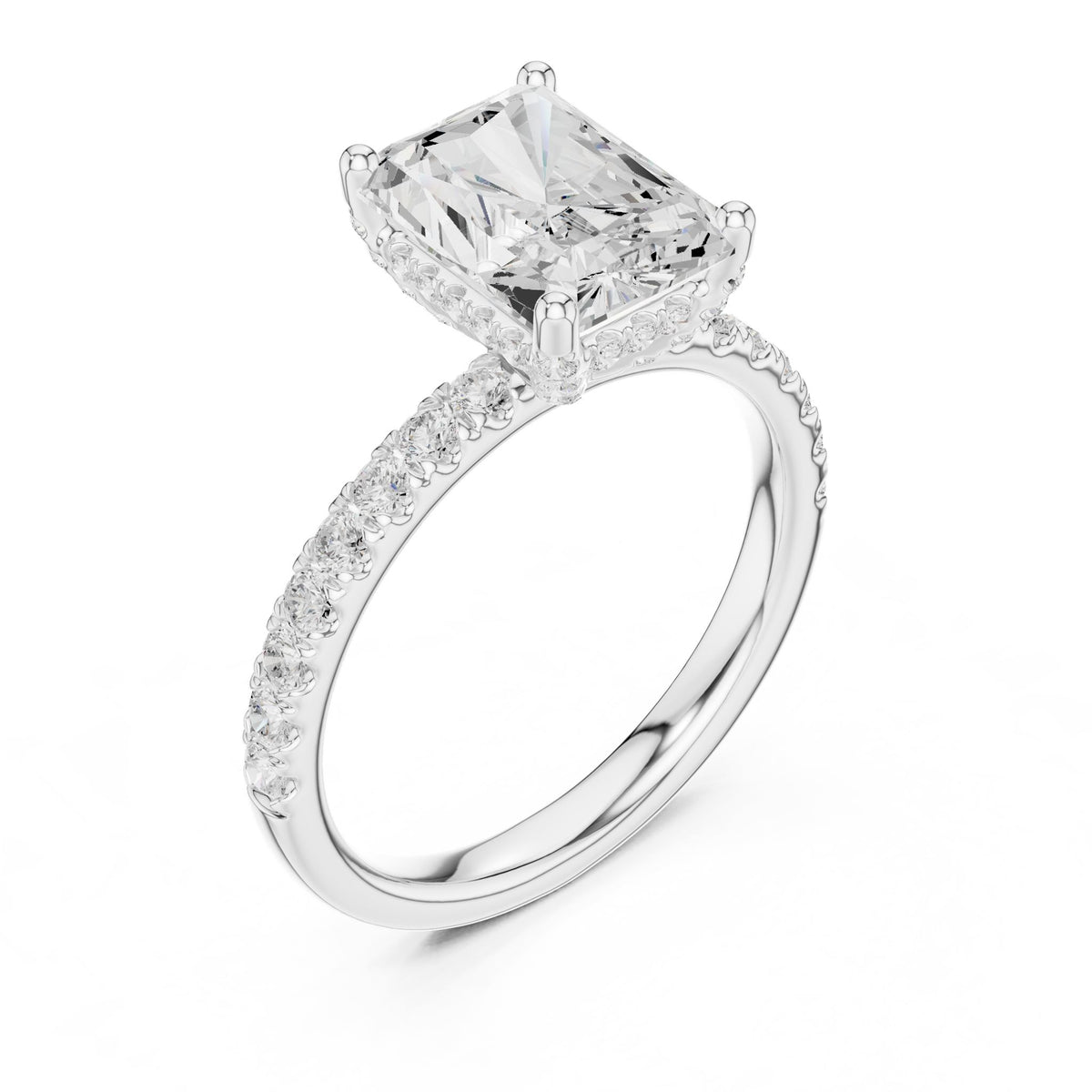 Radiant Hidden Halo Lab Grown Diamond Engagement Ring