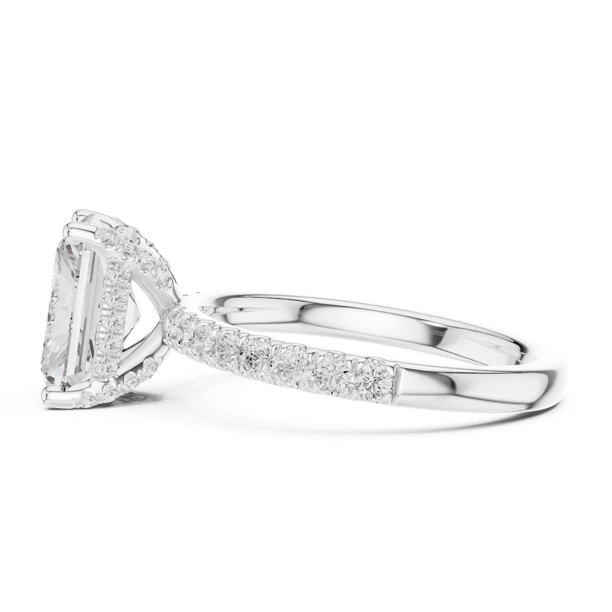 Radiant Hidden Halo Lab Grown Diamond Engagement Ring