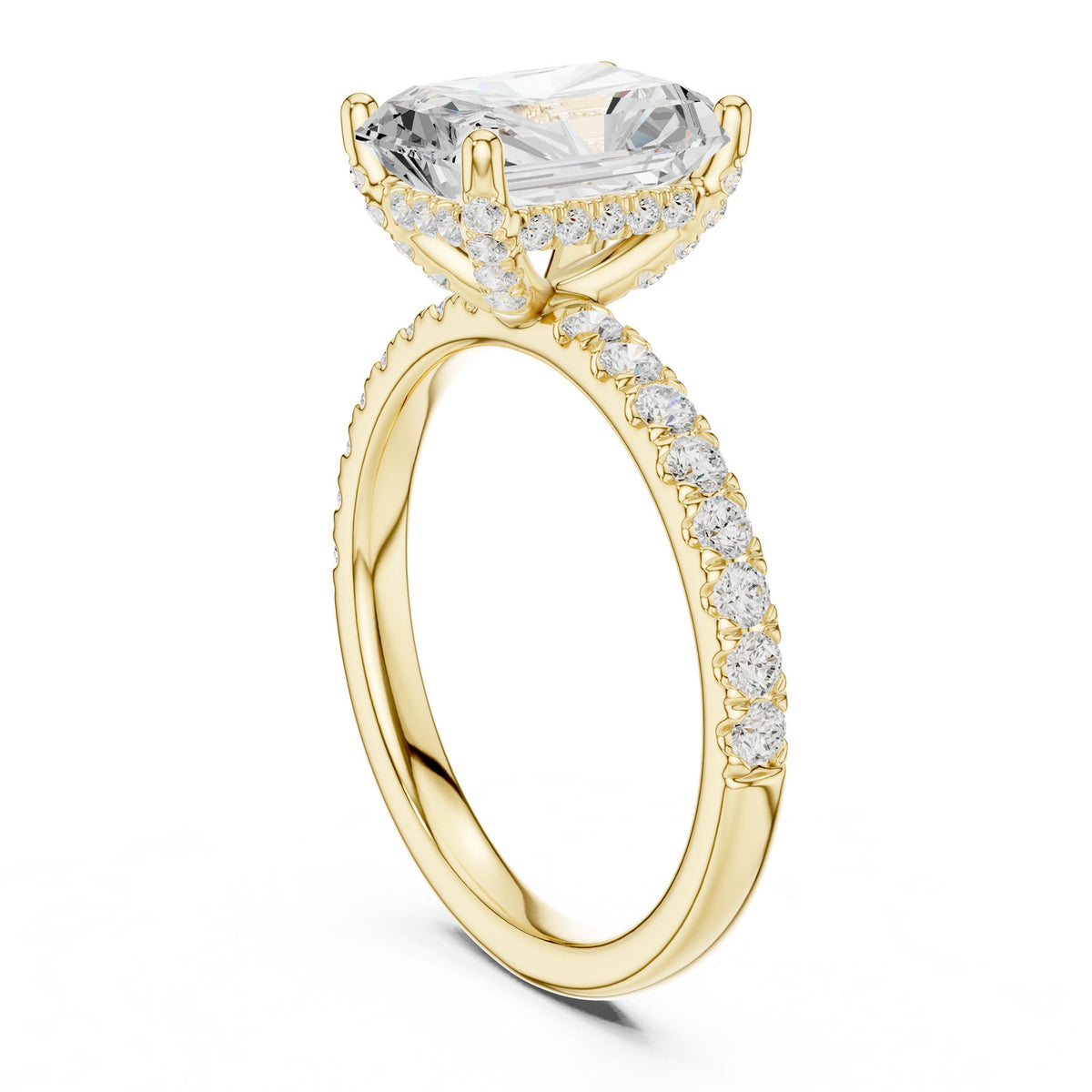 Radiant Hidden Halo Lab Grown Diamond Engagement Ring