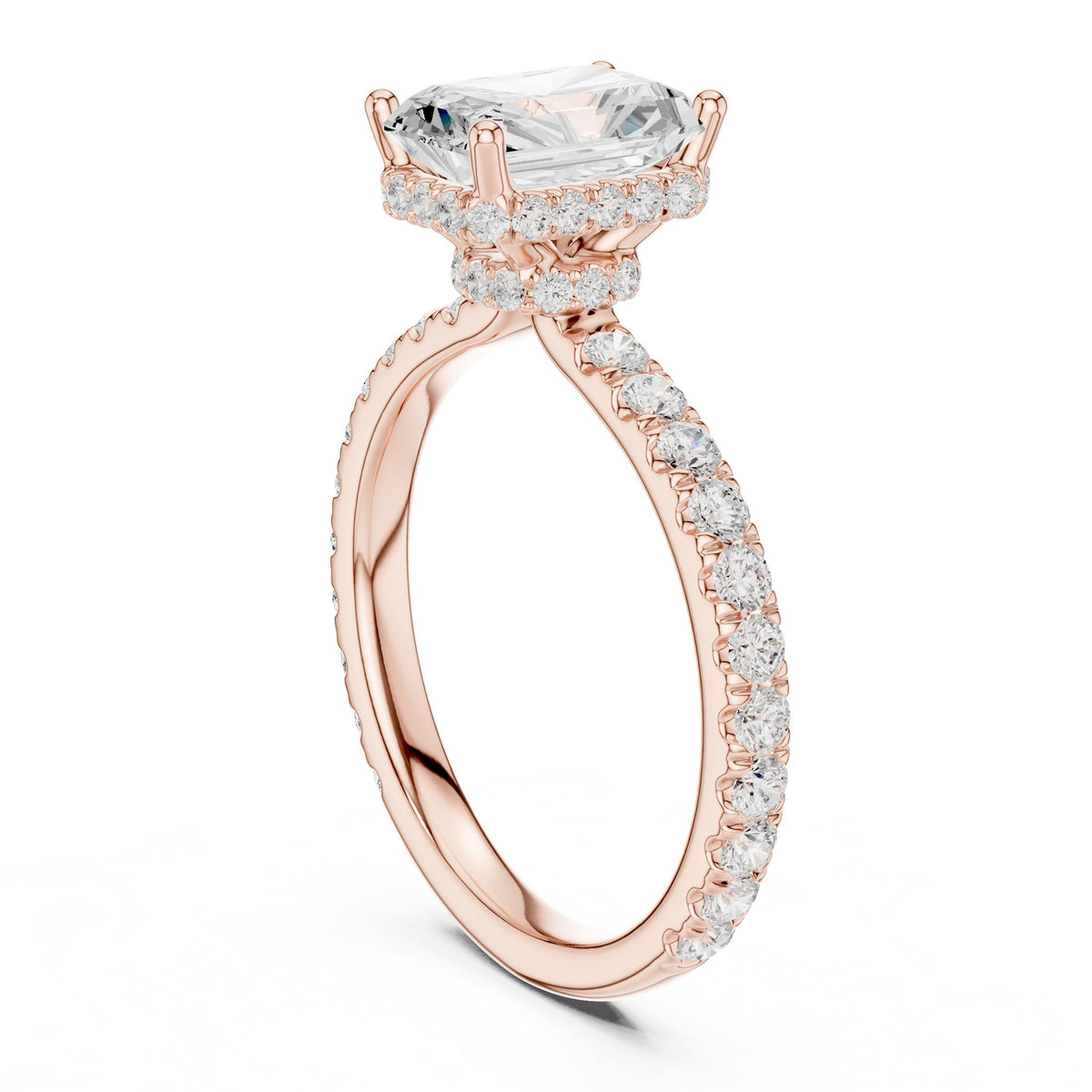 Radiant Hidden Halo Lab Grown Diamond Engagement Ring