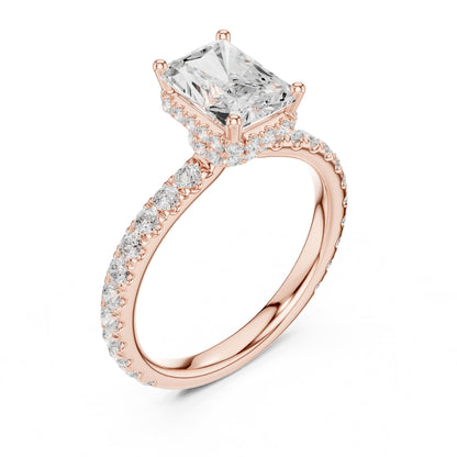 Radiant Hidden Halo Lab Grown Diamond Engagement Ring