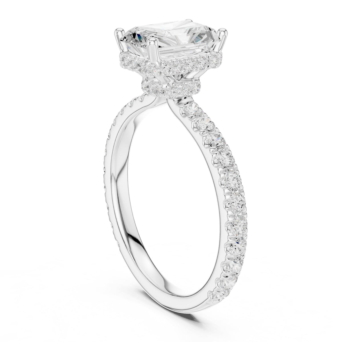 Radiant Hidden Halo Lab Grown Diamond Engagement Ring