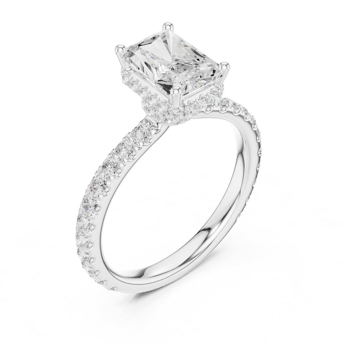 Radiant Hidden Halo Lab Grown Diamond Engagement Ring