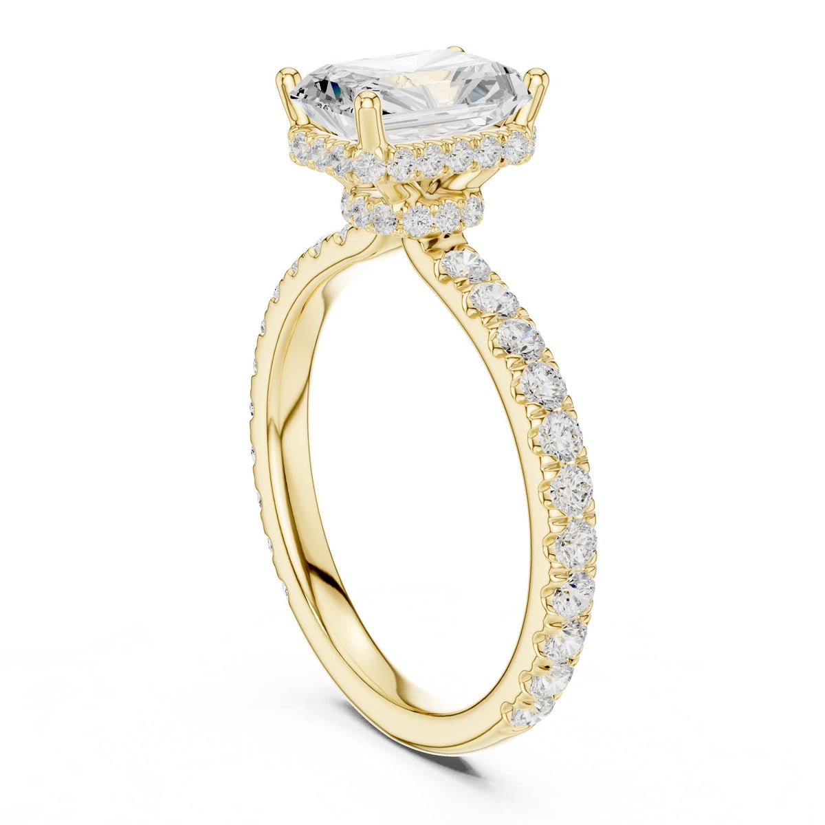 Radiant Hidden Halo Lab Grown Diamond Engagement Ring
