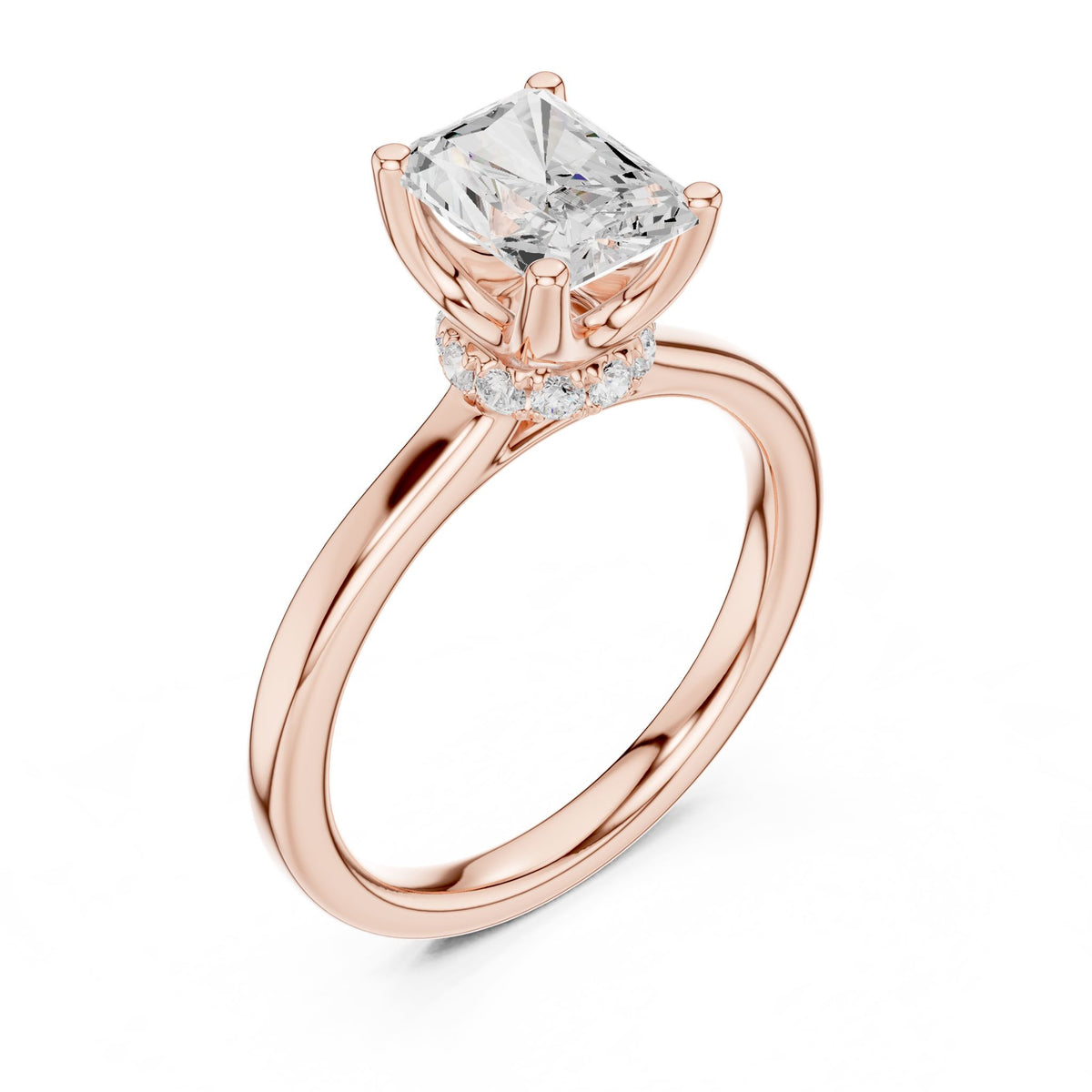 Radiant Hidden Halo Lab Grown Diamond Engagement Ring