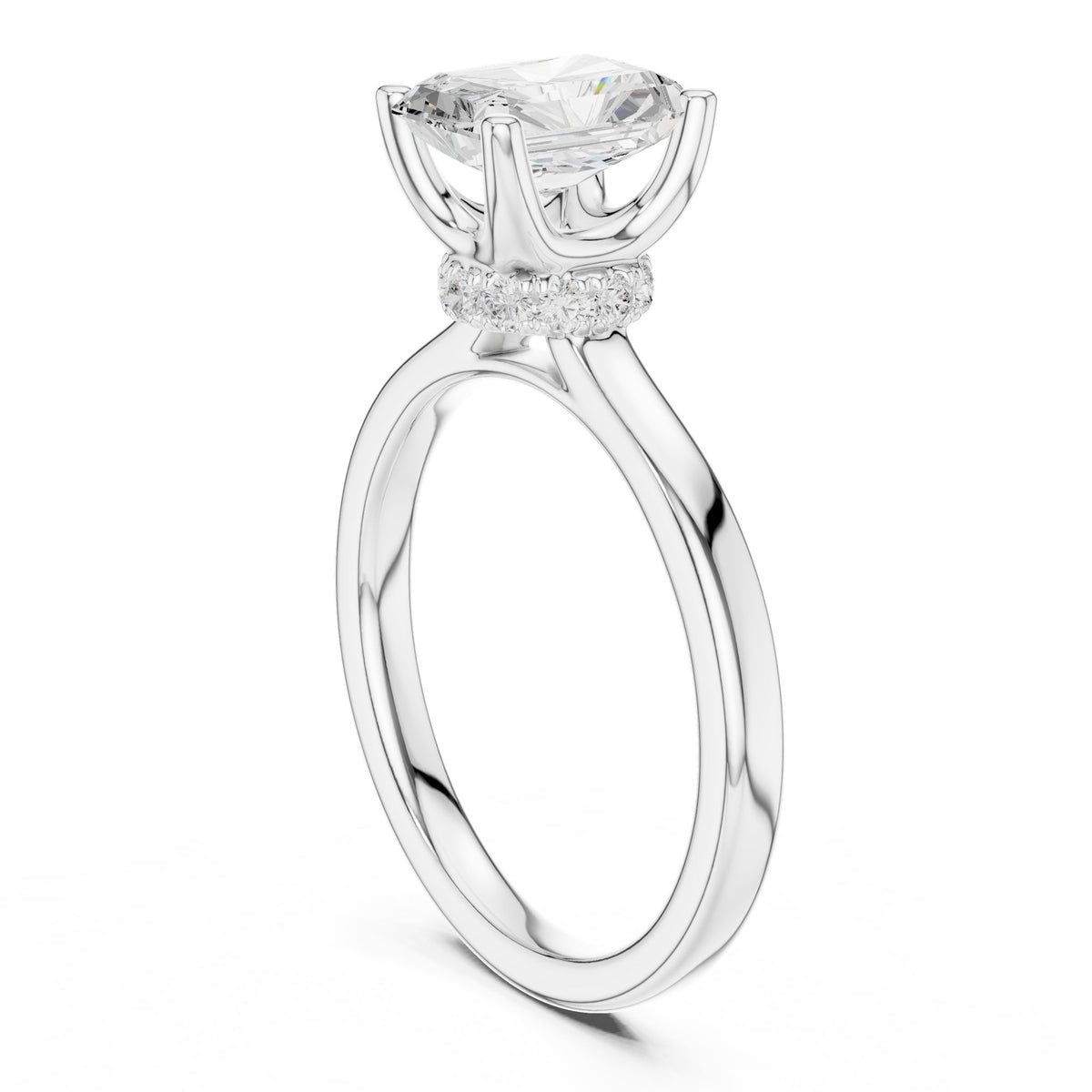 Radiant Hidden Halo Lab Grown Diamond Engagement Ring