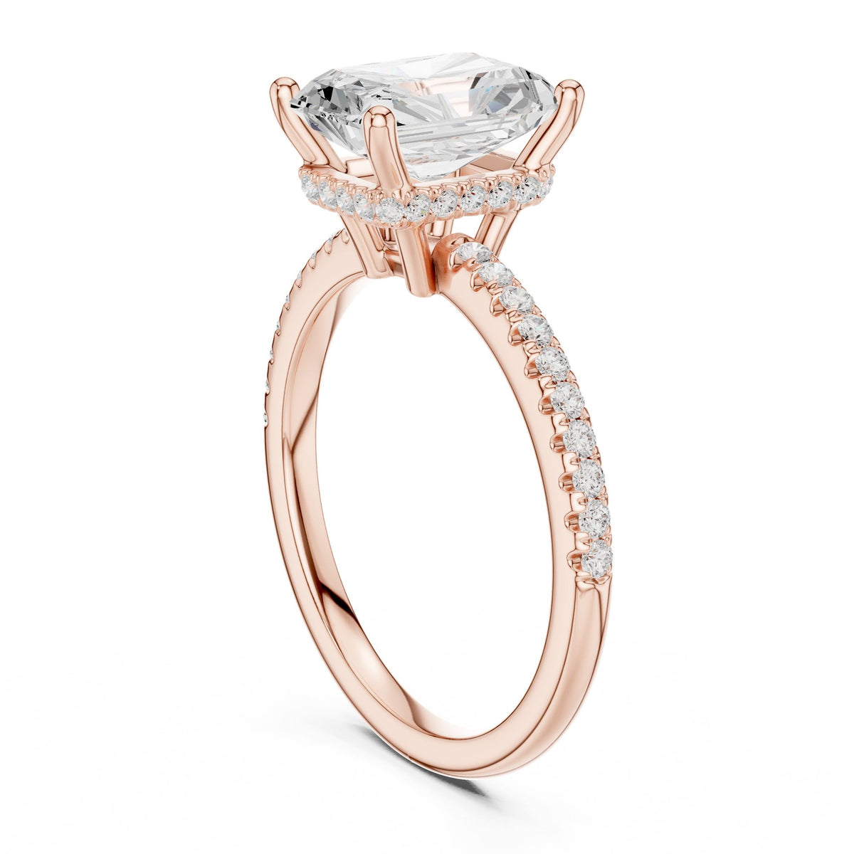 Radiant Hidden Halo Lab Grown Diamond Engagement Ring