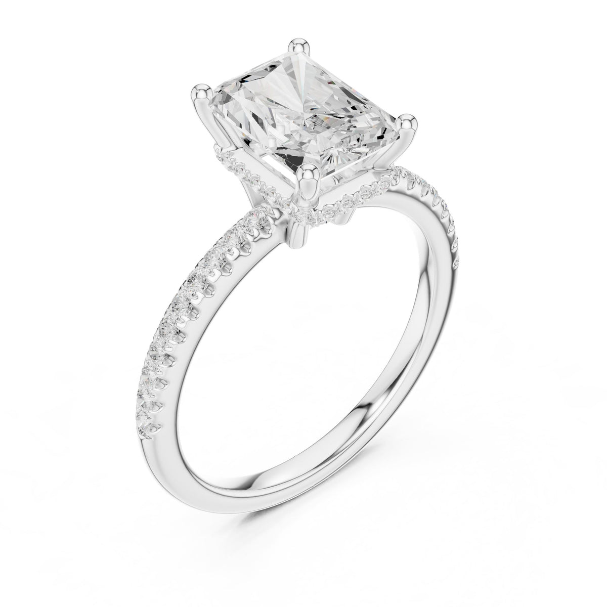 Radiant Hidden Halo Lab Grown Diamond Engagement Ring