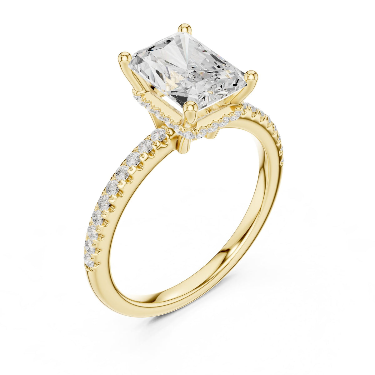 Radiant Hidden Halo Lab Grown Diamond Engagement Ring