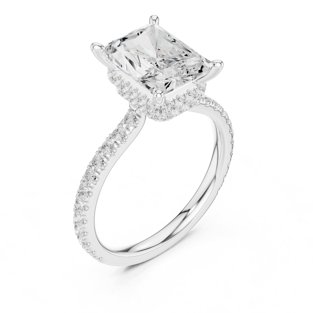 Radiant Hidden Halo Lab Grown Diamond Engagement Ring