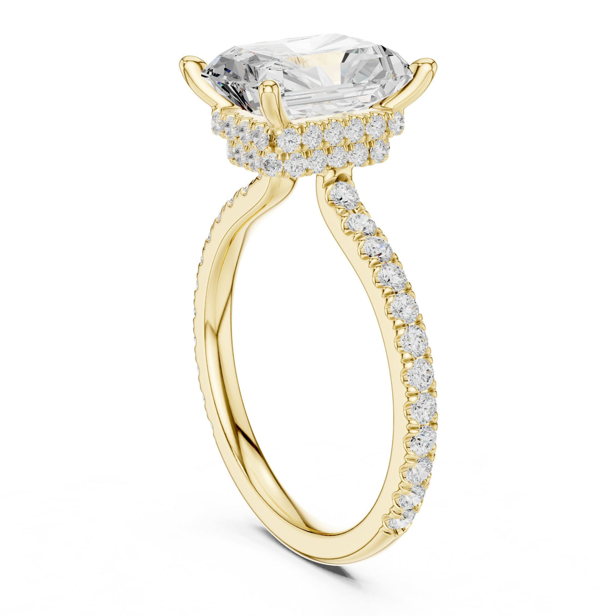 Radiant Hidden Halo Lab Grown Diamond Engagement Ring
