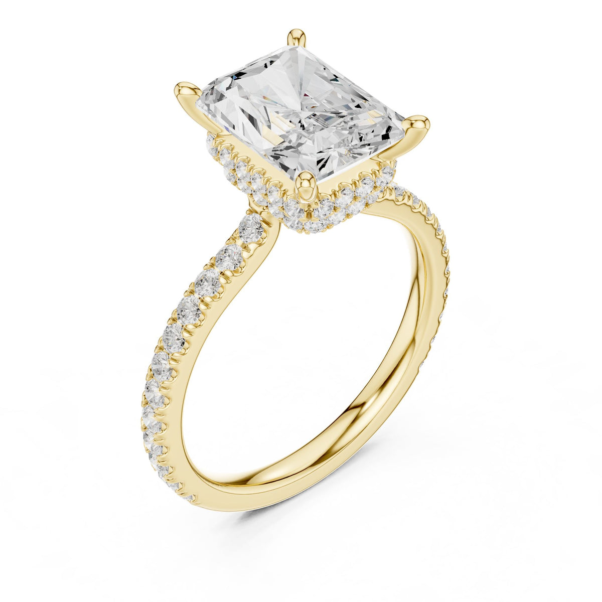 Radiant Hidden Halo Lab Grown Diamond Engagement Ring