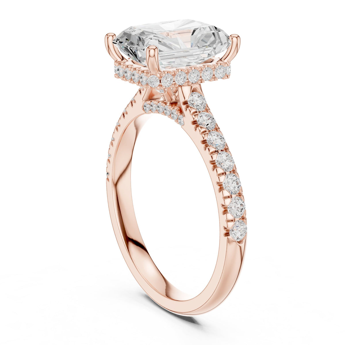 Radiant Hidden Halo Lab Grown Diamond Engagement Ring