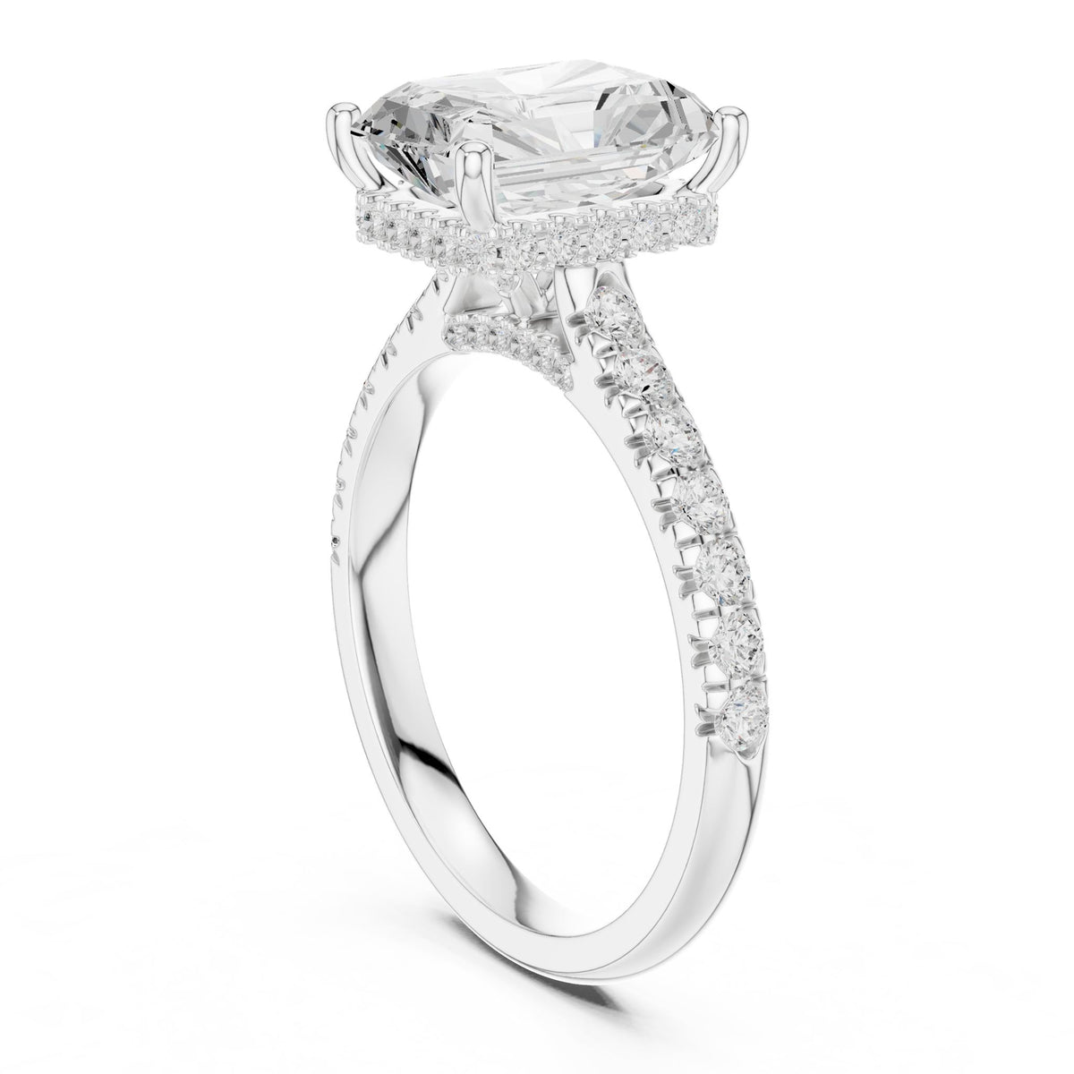 Radiant Hidden Halo Lab Grown Diamond Engagement Ring