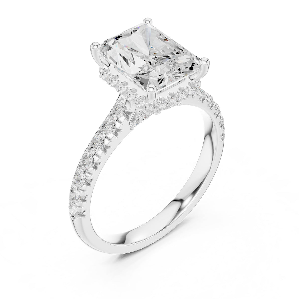Radiant Hidden Halo Lab Grown Diamond Engagement Ring