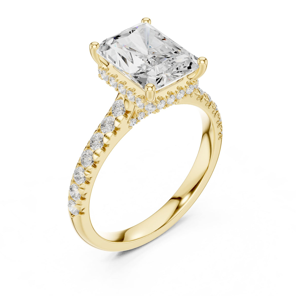 Radiant Hidden Halo Lab Grown Diamond Engagement Ring