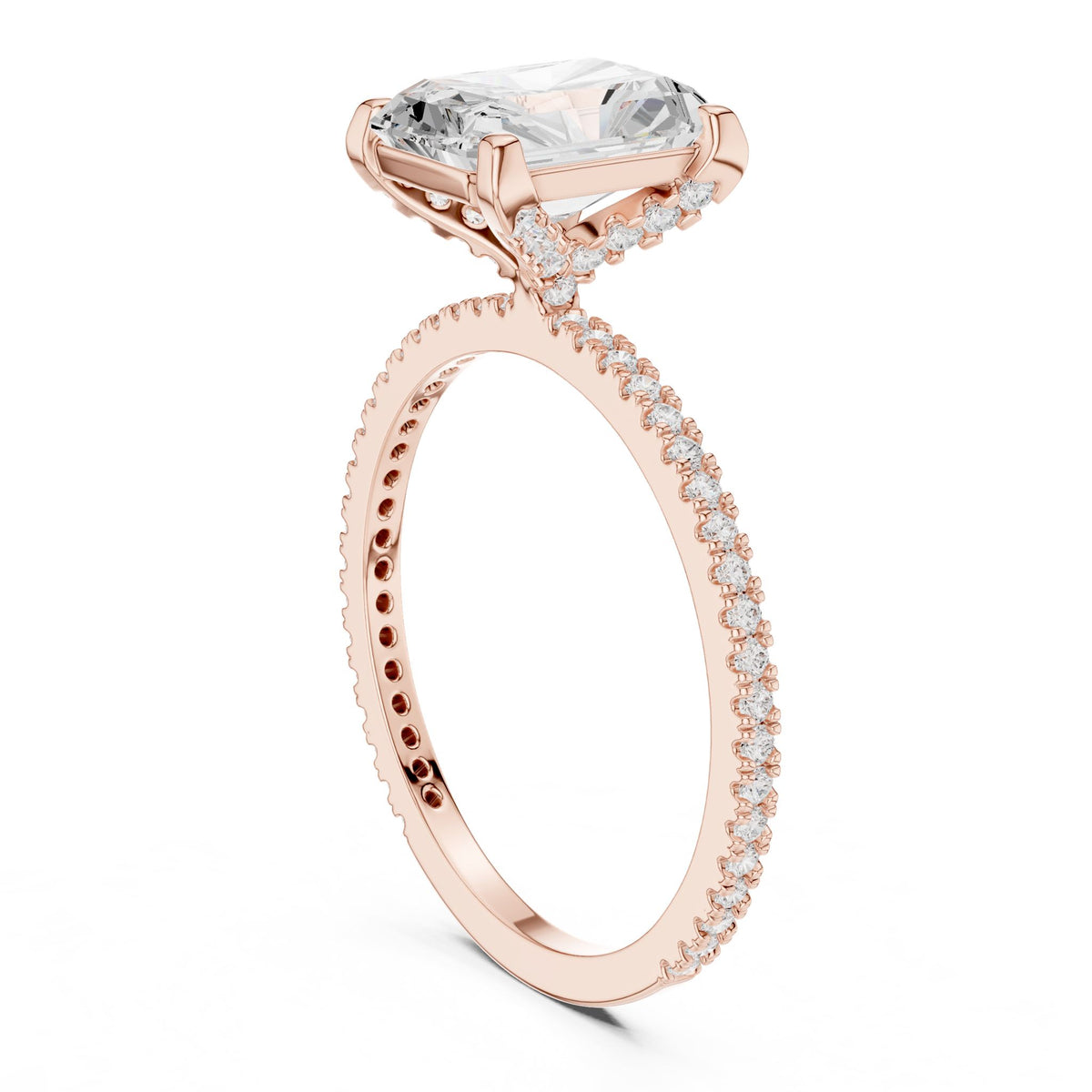 Radiant Hidden Halo Lab Grown Diamond Engagement Ring
