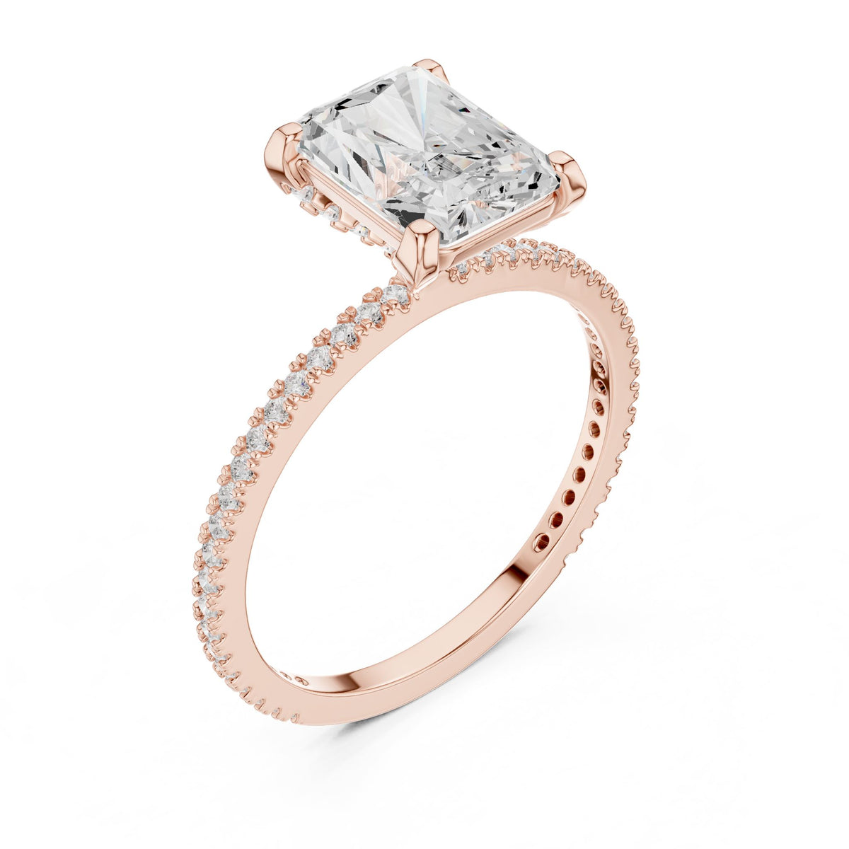 Radiant Hidden Halo Lab Grown Diamond Engagement Ring