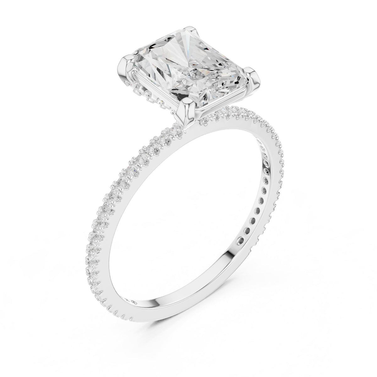 Radiant Hidden Halo Lab Grown Diamond Engagement Ring