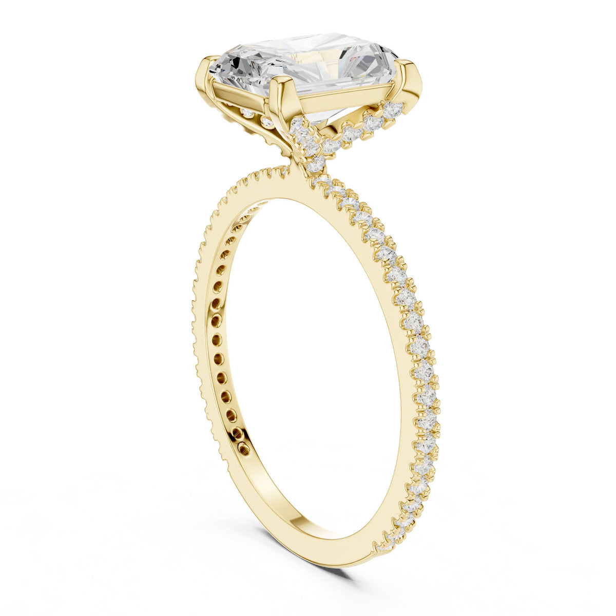 Radiant Hidden Halo Lab Grown Diamond Engagement Ring