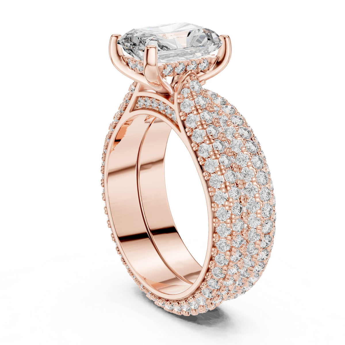Radiant Pave Lab Grown Diamond Engagement Ring