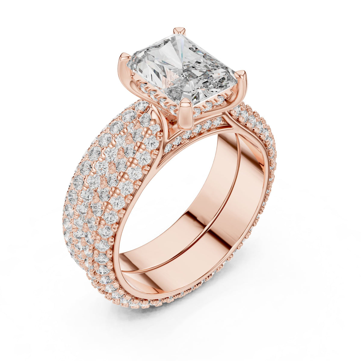 Radiant Pave Lab Grown Diamond Engagement Ring