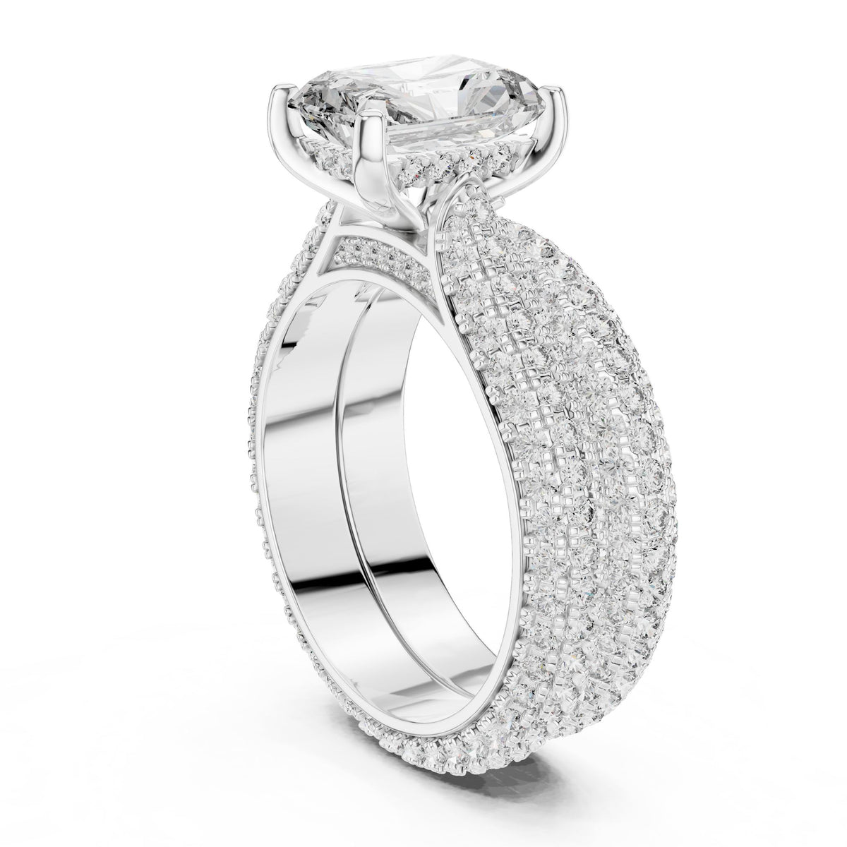 Radiant Pave Lab Grown Diamond Engagement Ring