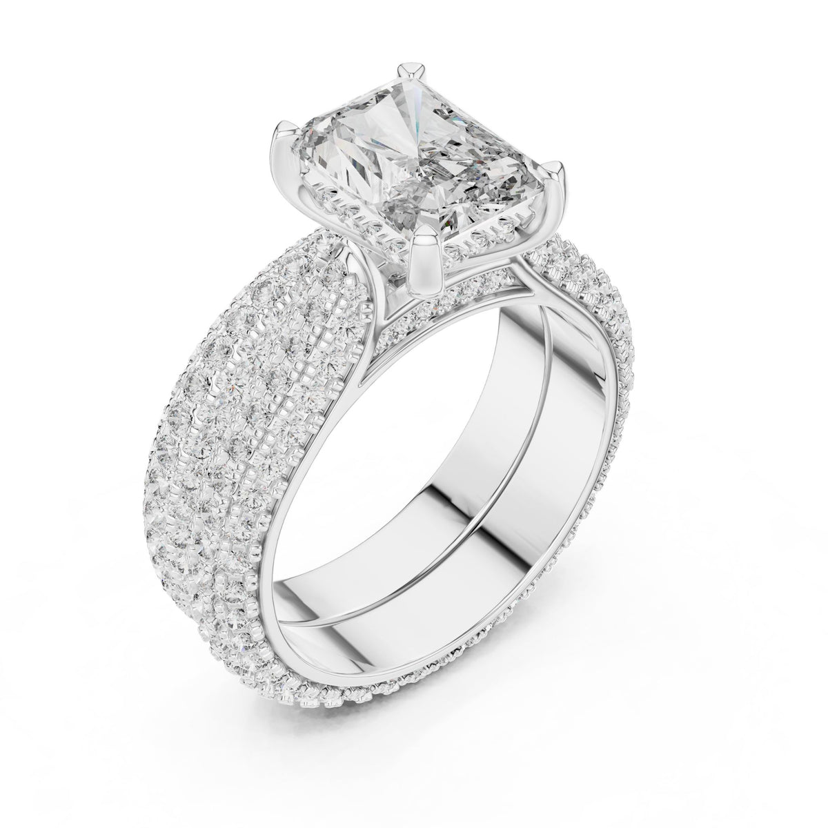Radiant Pave Lab Grown Diamond Engagement Ring