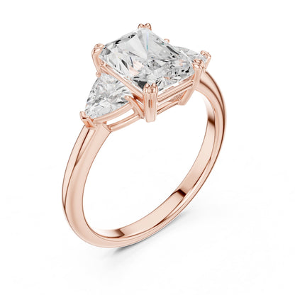 Radiant Three Stone Lab Grown Diamond Engagement Ring