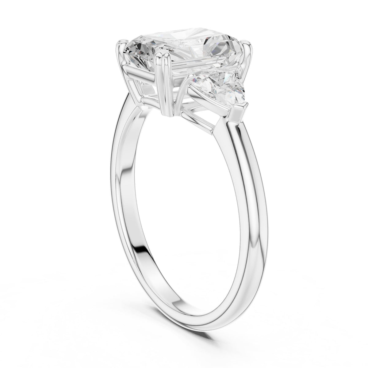 Radiant Three Stone Lab Grown Diamond Engagement Ring