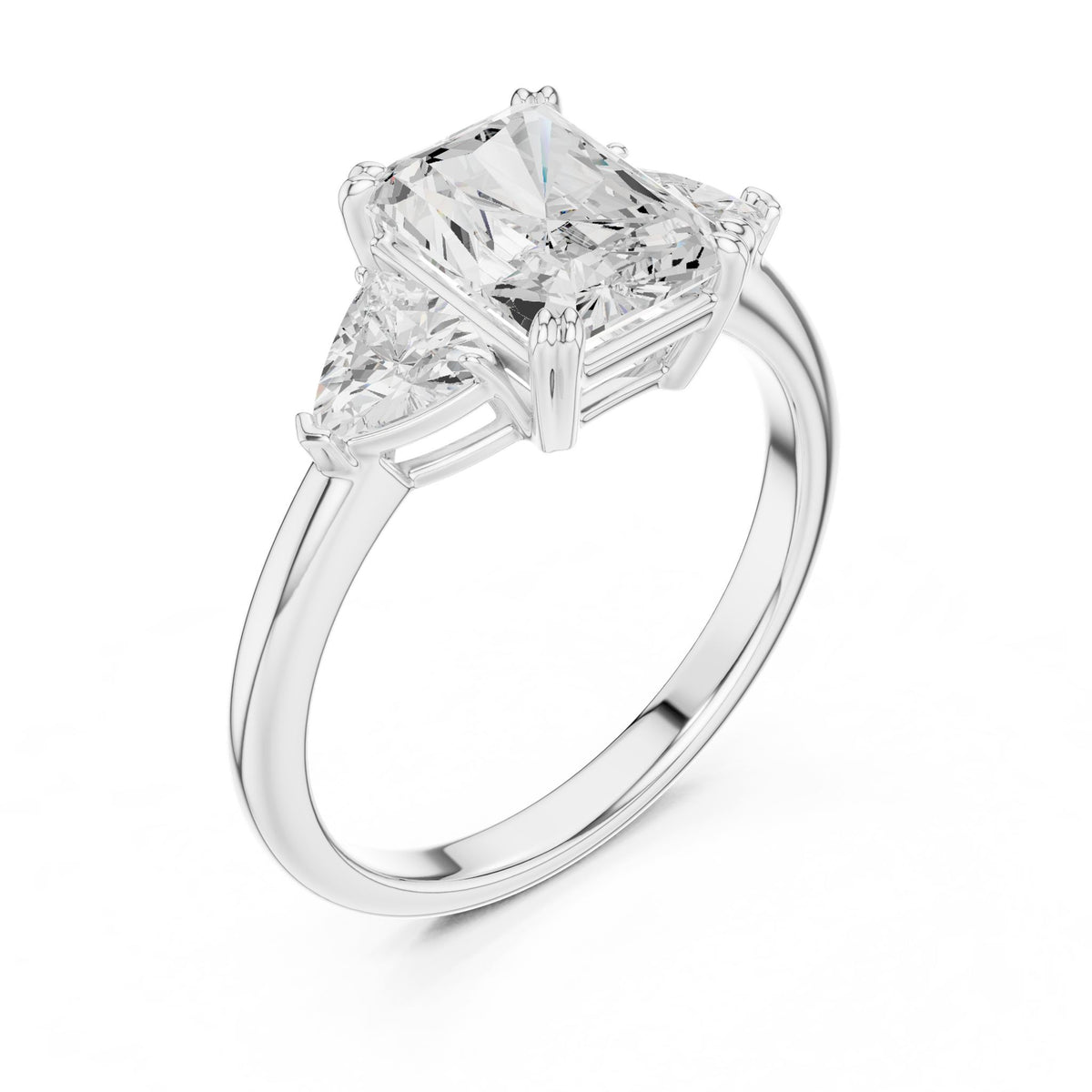 Radiant Three Stone Lab Grown Diamond Engagement Ring