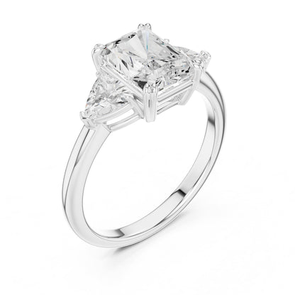 Radiant Three Stone Lab Grown Diamond Engagement Ring