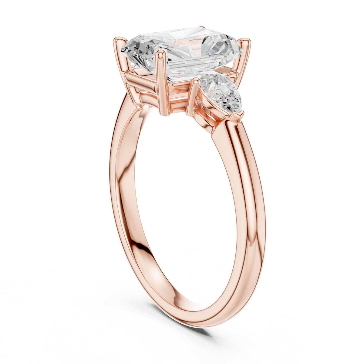 Radiant Three Stone Lab Grown Diamond Engagement Ring