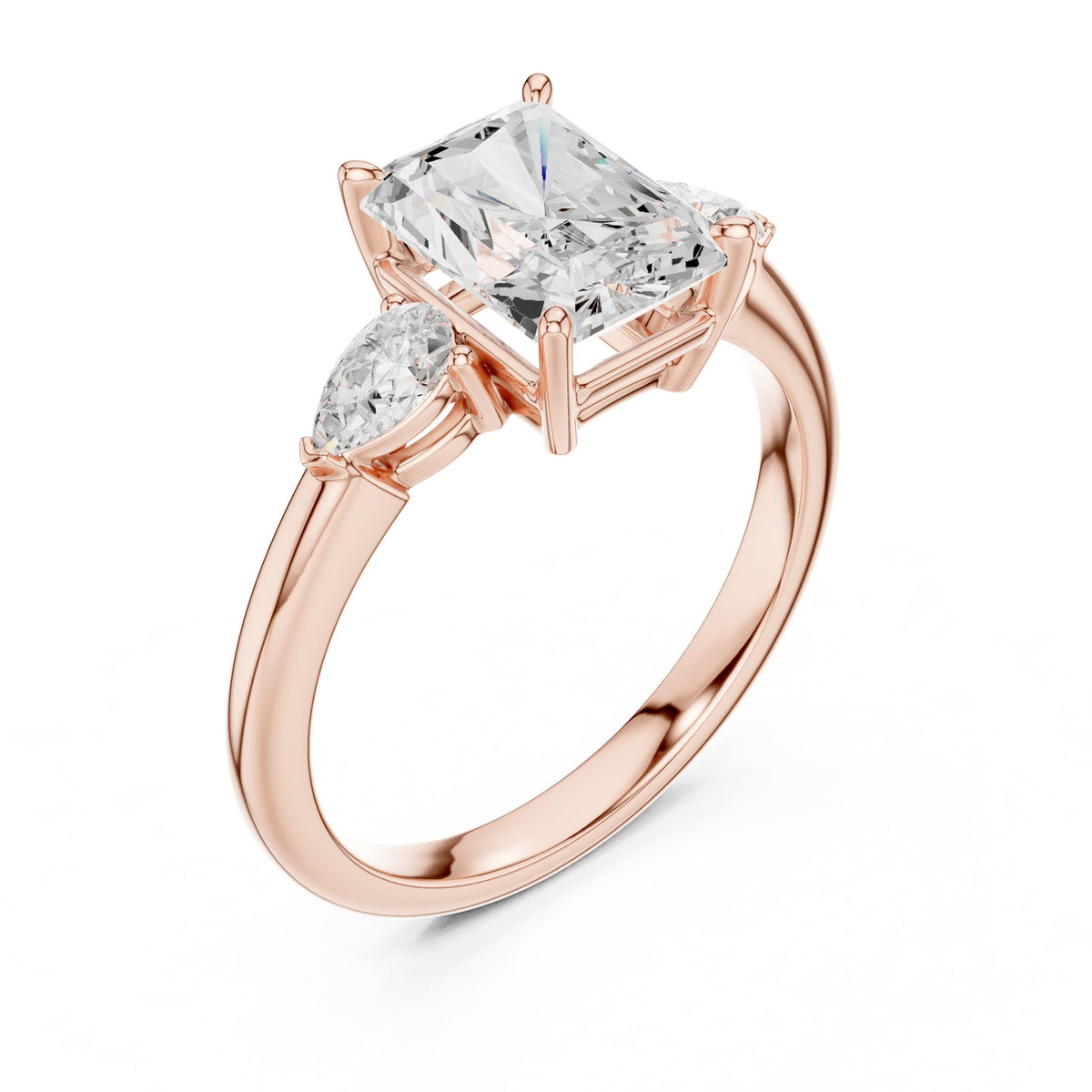 Radiant Three Stone Lab Grown Diamond Engagement Ring