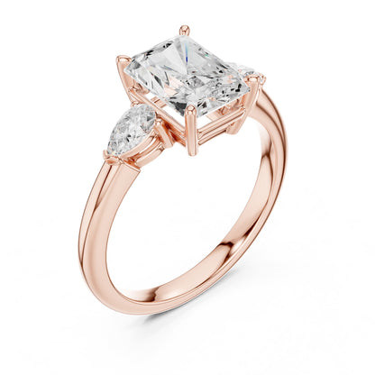 Radiant Three Stone Lab Grown Diamond Engagement Ring