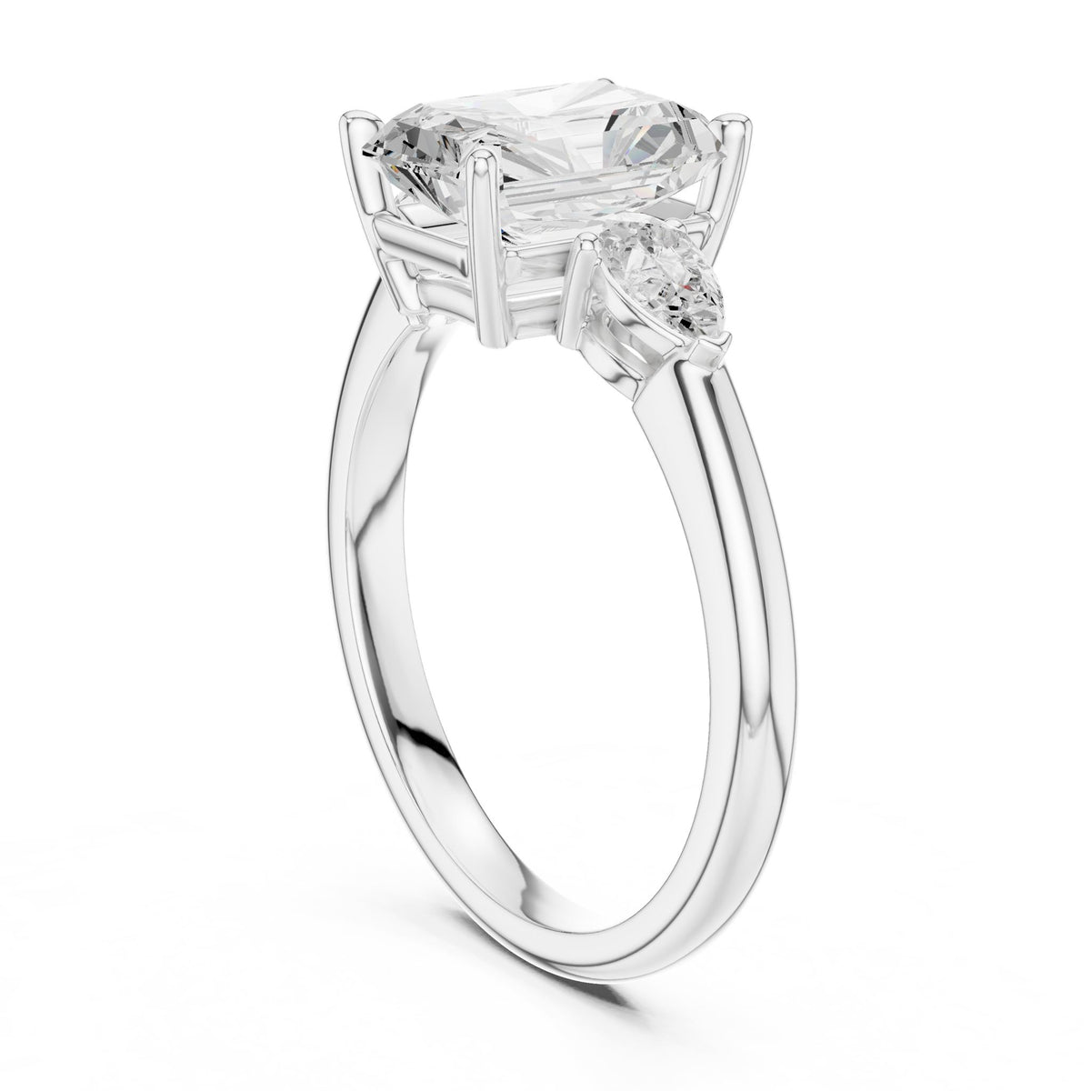 Radiant Three Stone Lab Grown Diamond Engagement Ring