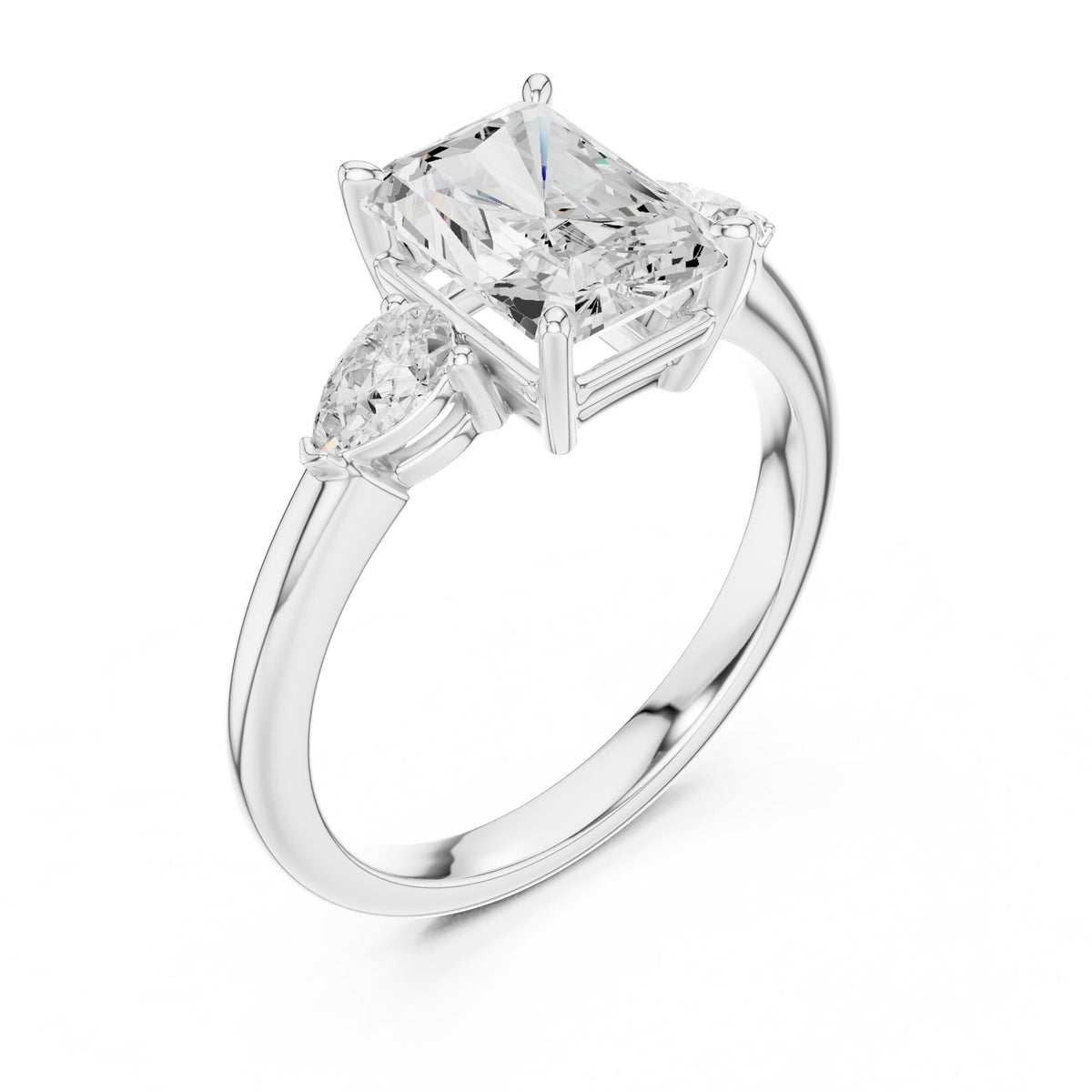 Radiant Three Stone Lab Grown Diamond Engagement Ring