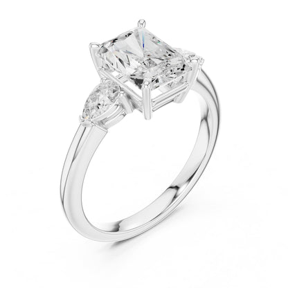Radiant Three Stone Lab Grown Diamond Engagement Ring