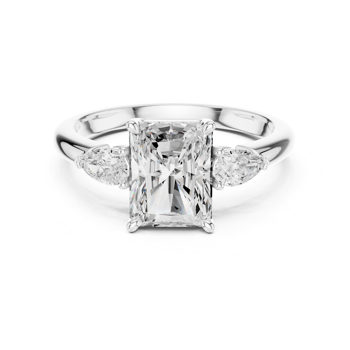 Radiant Three Stone Lab Grown Diamond Engagement Ring