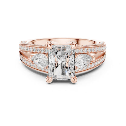 Radiant Three Stone Lab Grown Diamond Engagement Ring