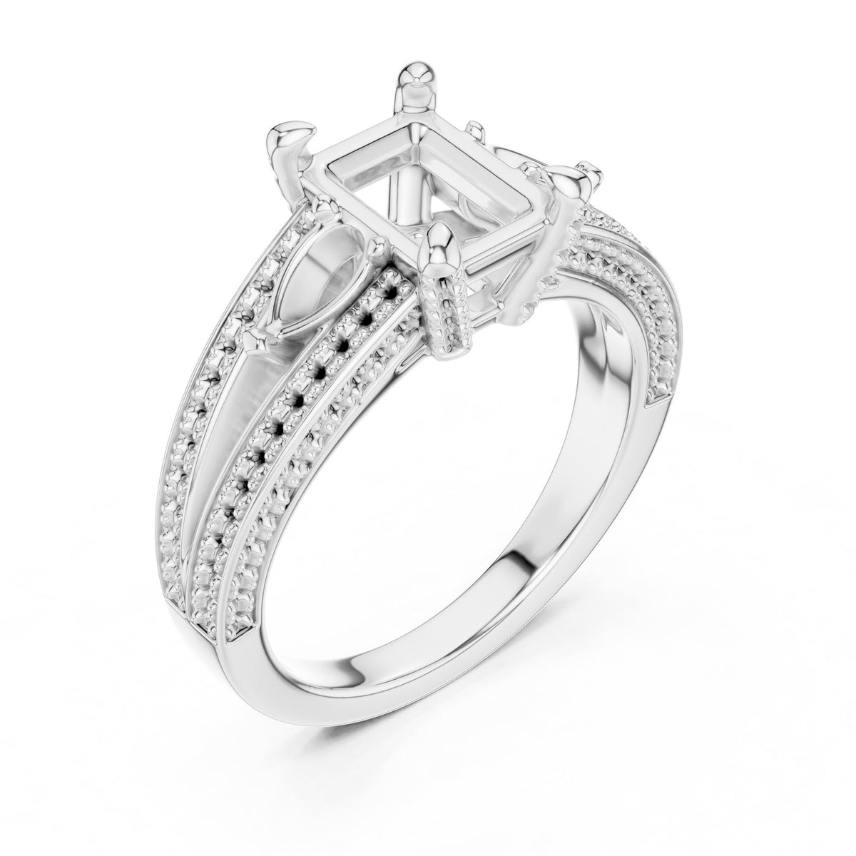 Radiant Three Stone Lab Grown Diamond Engagement Ring