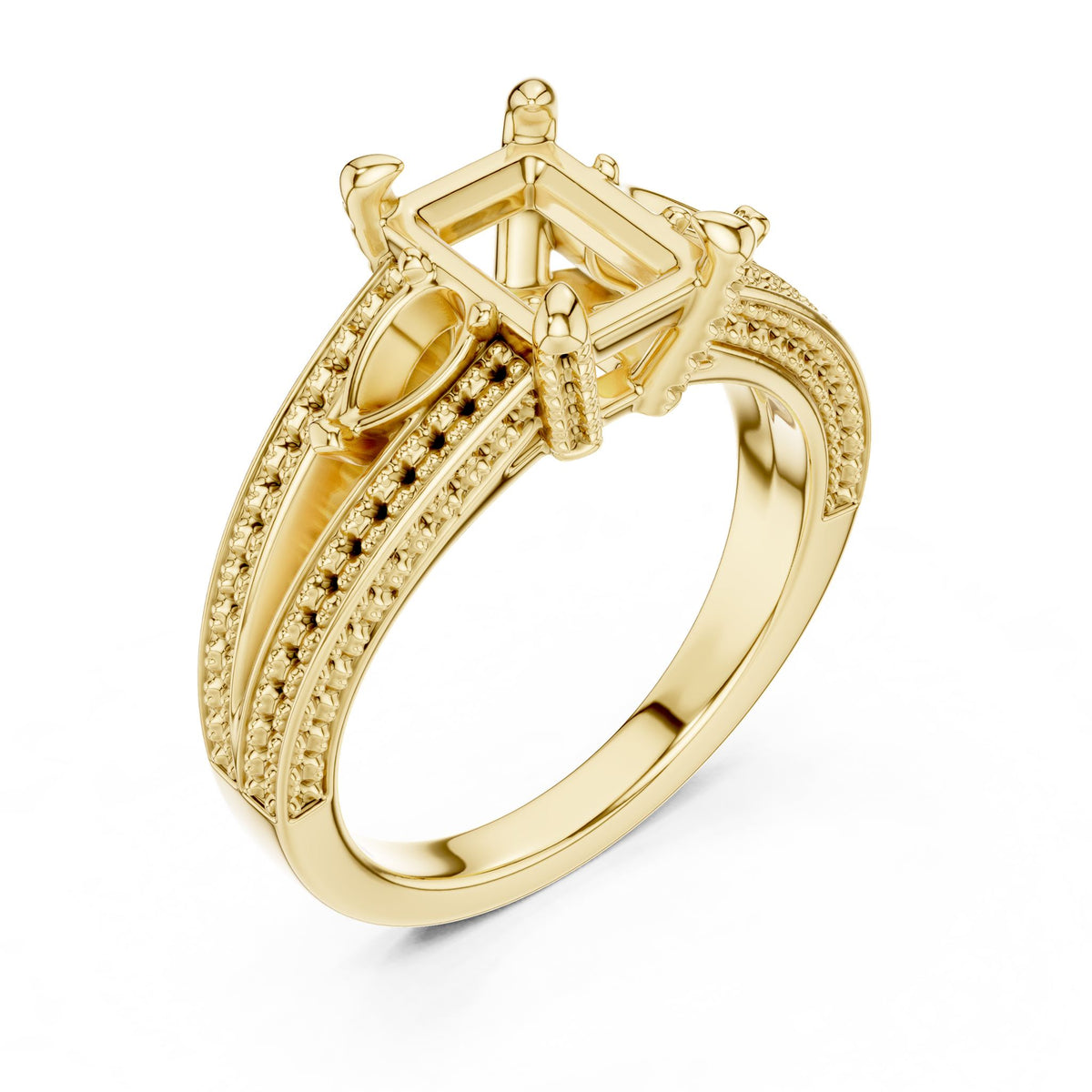 Radiant Three Stone Lab Grown Diamond Engagement Ring