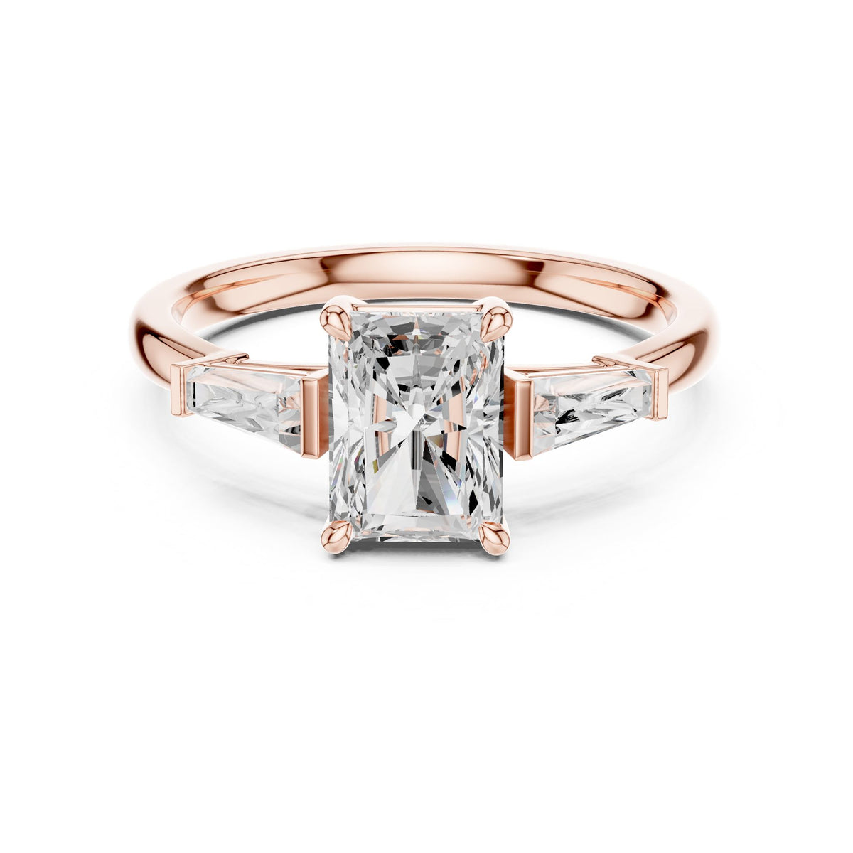 Radiant Three Stone Lab Grown Diamond Engagement Ring