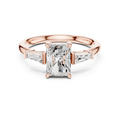Radiant Three Stone Lab Grown Diamond Engagement Ring
