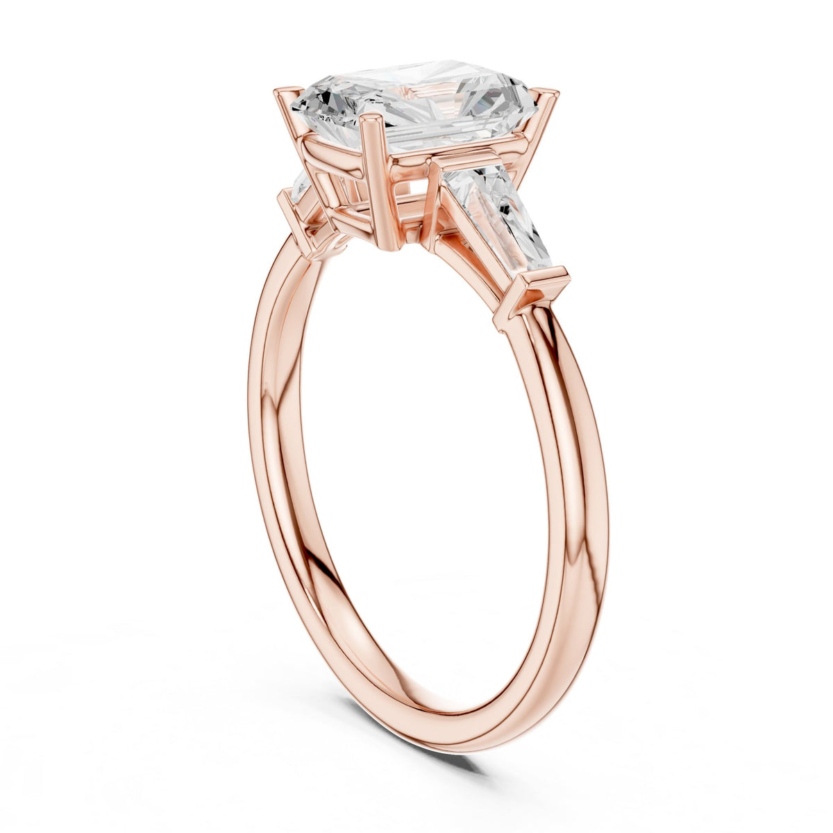 Radiant Three Stone Lab Grown Diamond Engagement Ring