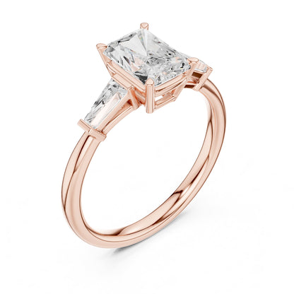 Radiant Three Stone Lab Grown Diamond Engagement Ring